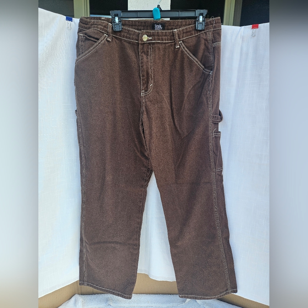 Simple Society Stylish Brown Women's Straight Leg Pants Sz 13